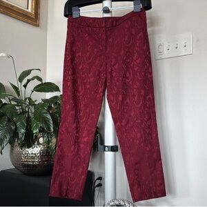 WHBM Red The Slim Ankle Jacquard Lace Trouser Pants Sz 6 floral